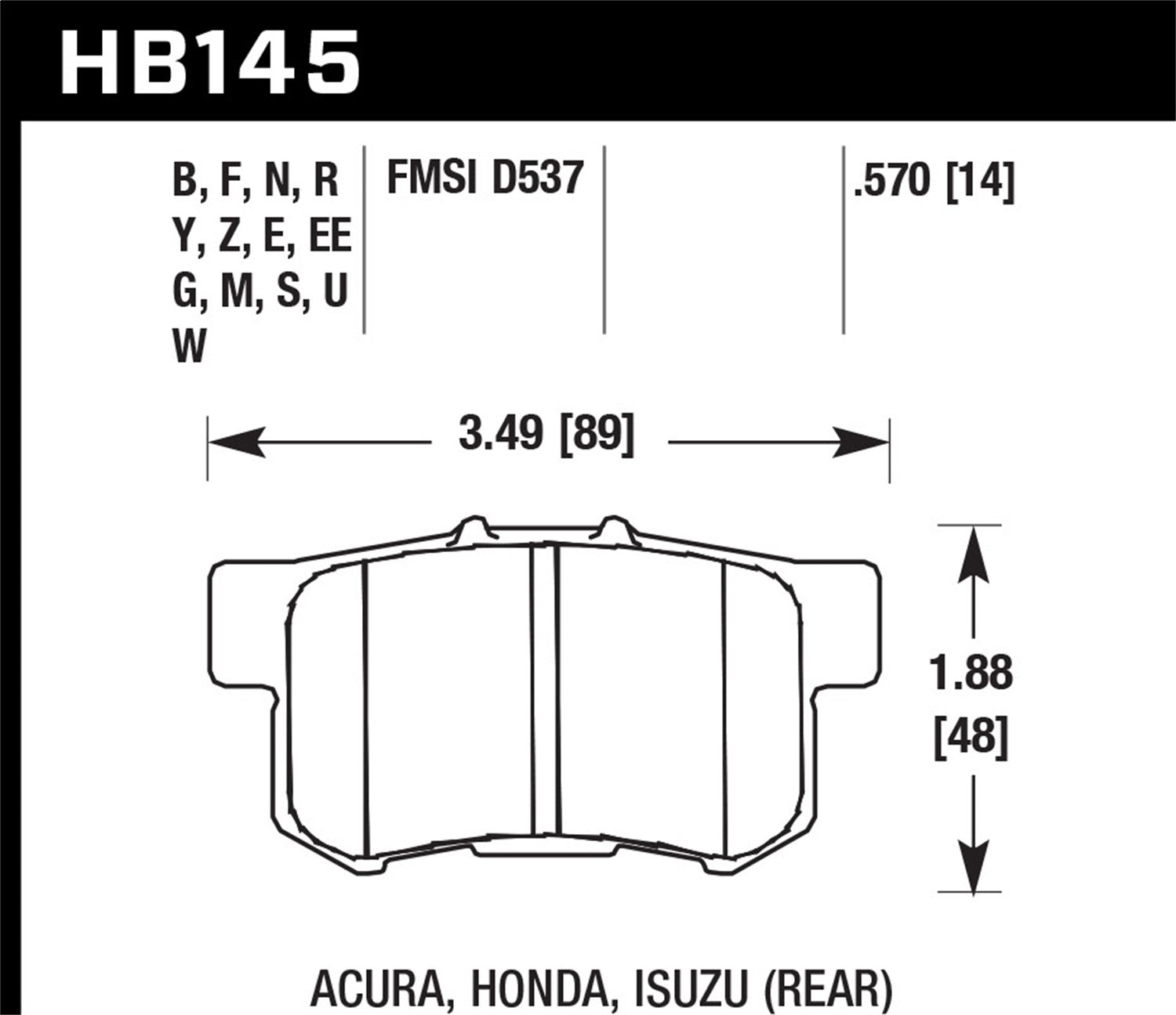 Hawk Performance HB145N.570 HP Plus Disc Brake Pad