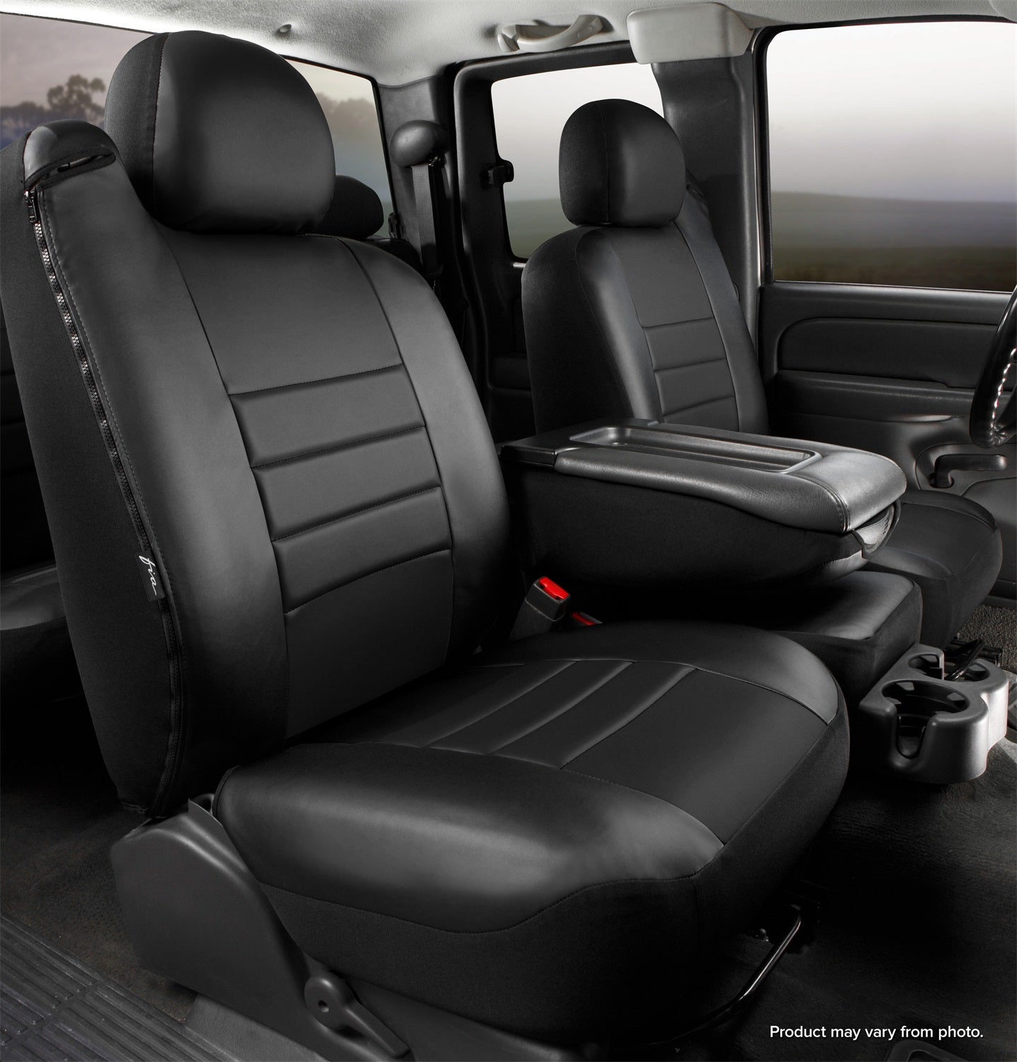 Fia SL68-37 BLK/BLK LeatherLite Custom Seat Cover
