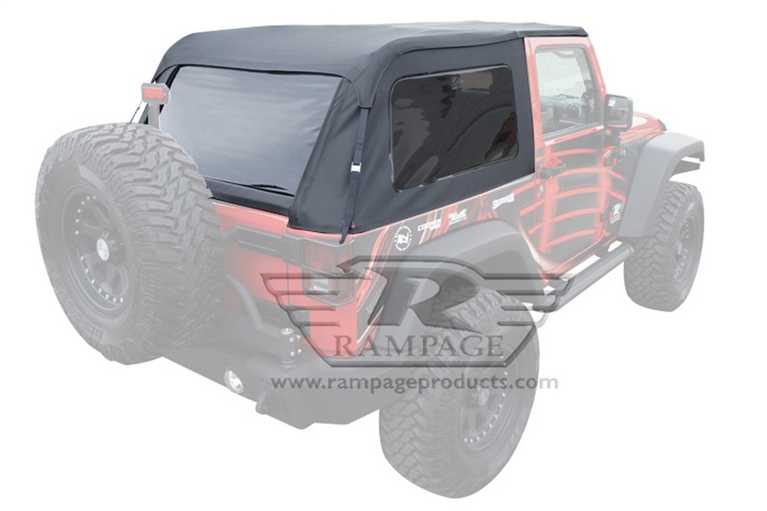 Rampage 109935 Frameless Soft Top Kit Sailcloth Fits 07-18 Wrangler (JK)