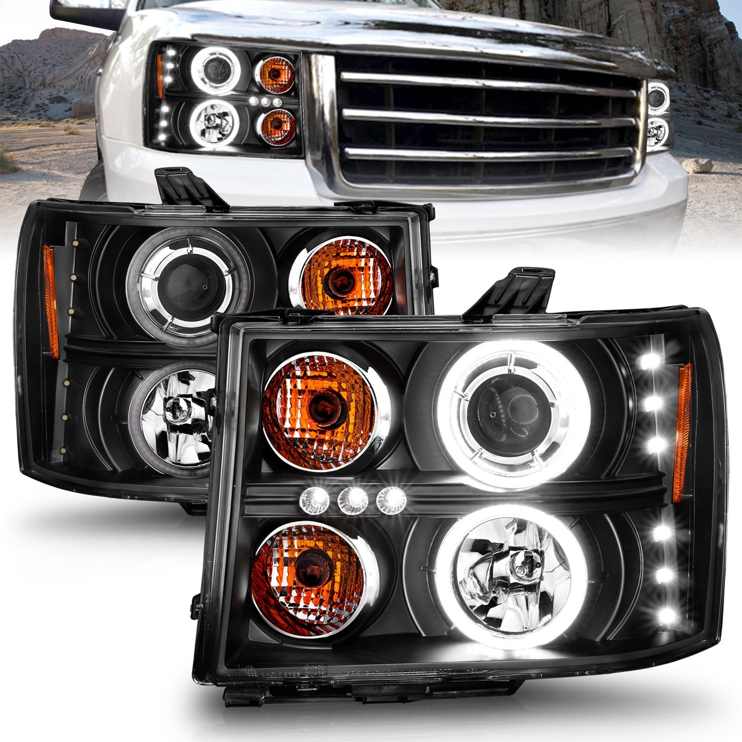 Anzo USA 111125 Projector Headlight Set w/Halo