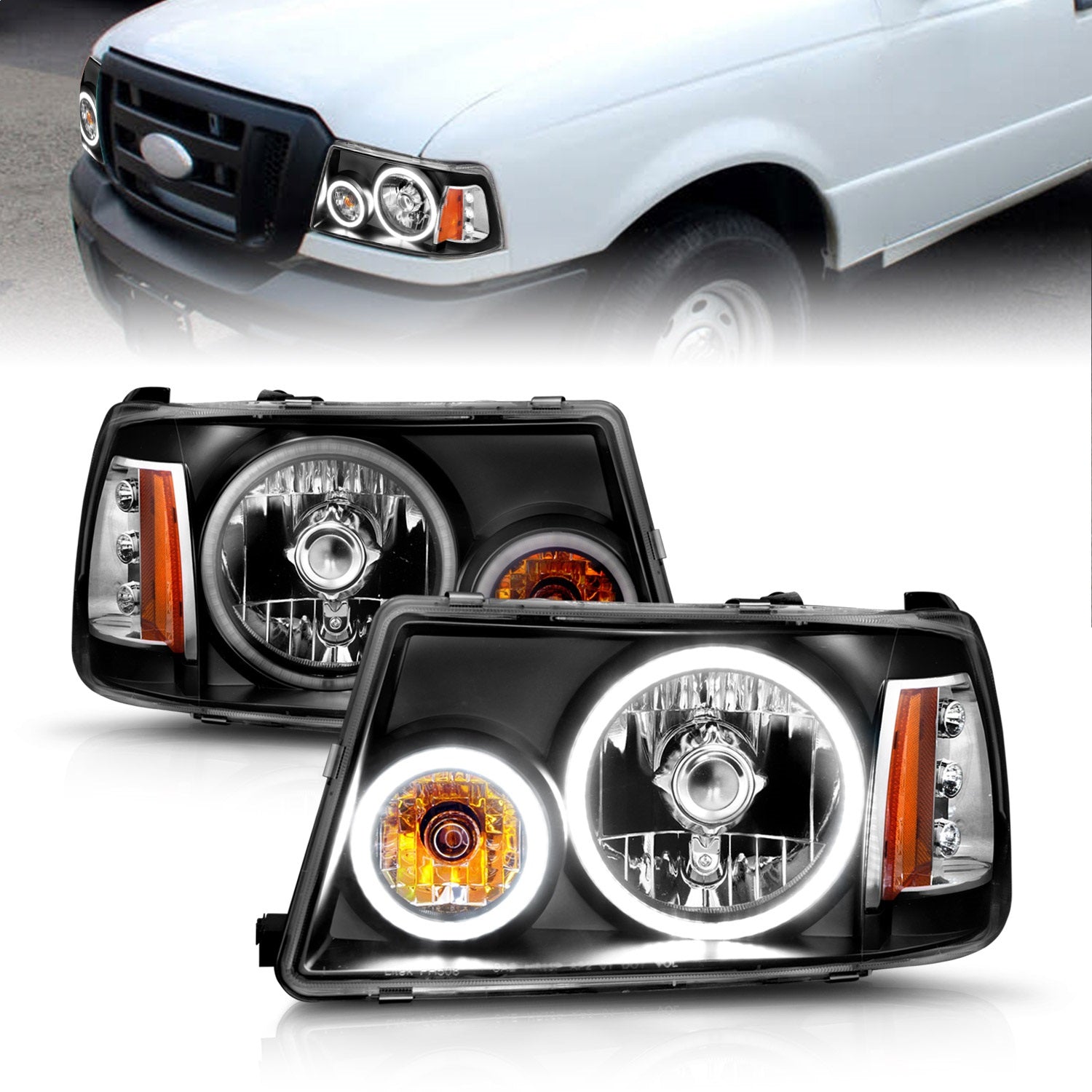 Anzo USA 111152 Crystal Headlight Set w/Halo Fits 01-11 Ranger