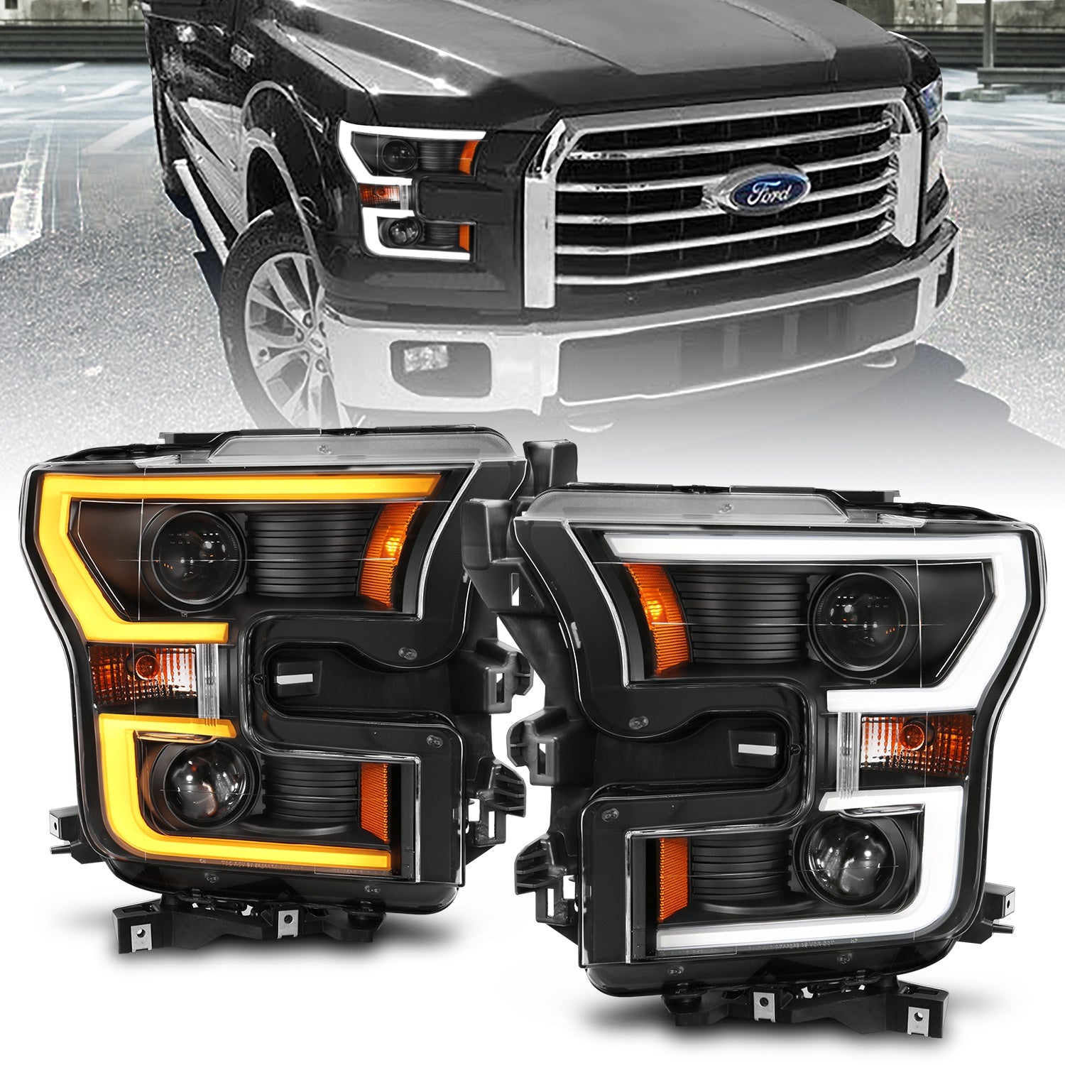 Anzo USA 111357 Projector Headlight Set Fits 15-17 F-150
