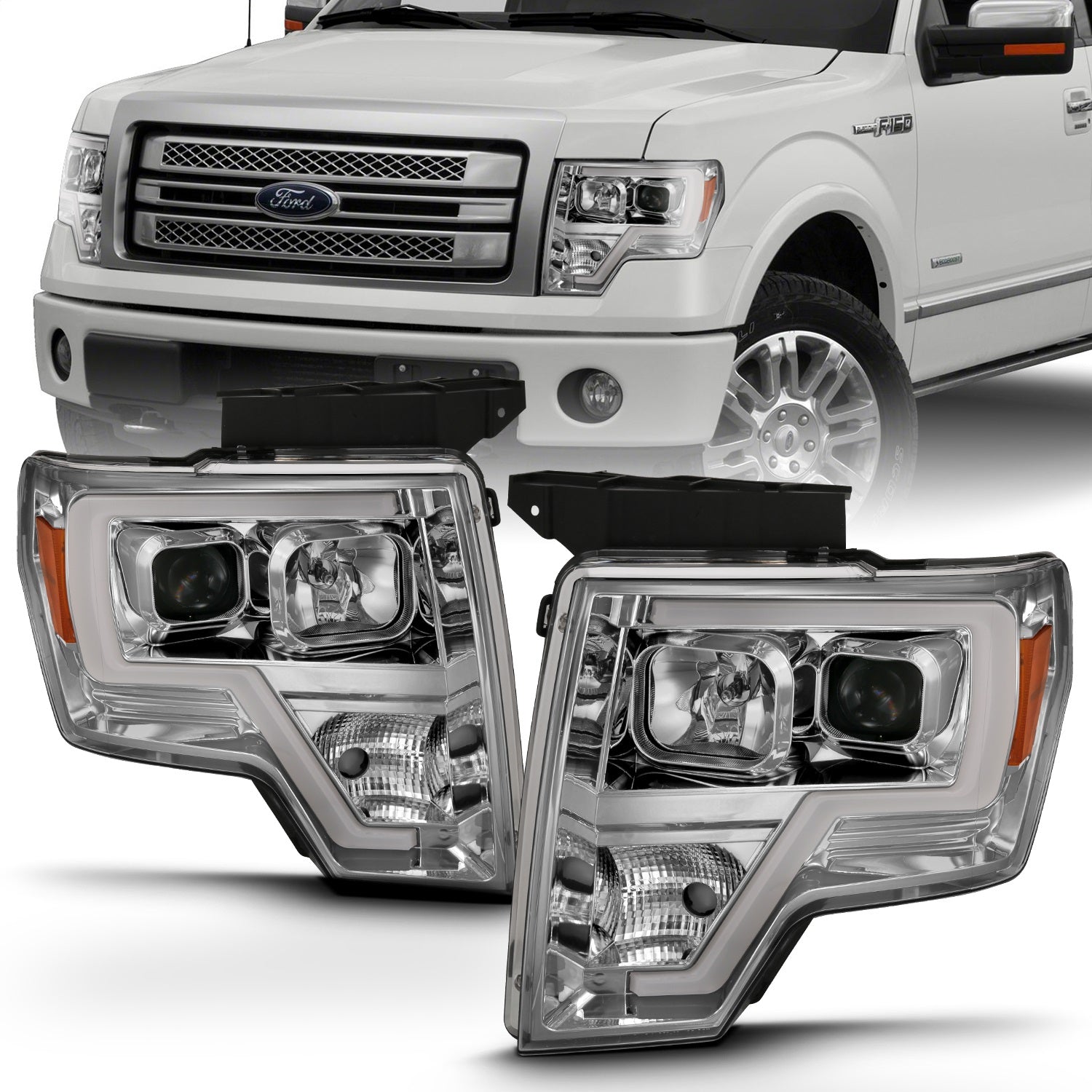 Anzo USA 111444 Projector Headlight Set Fits 09-14 F-150