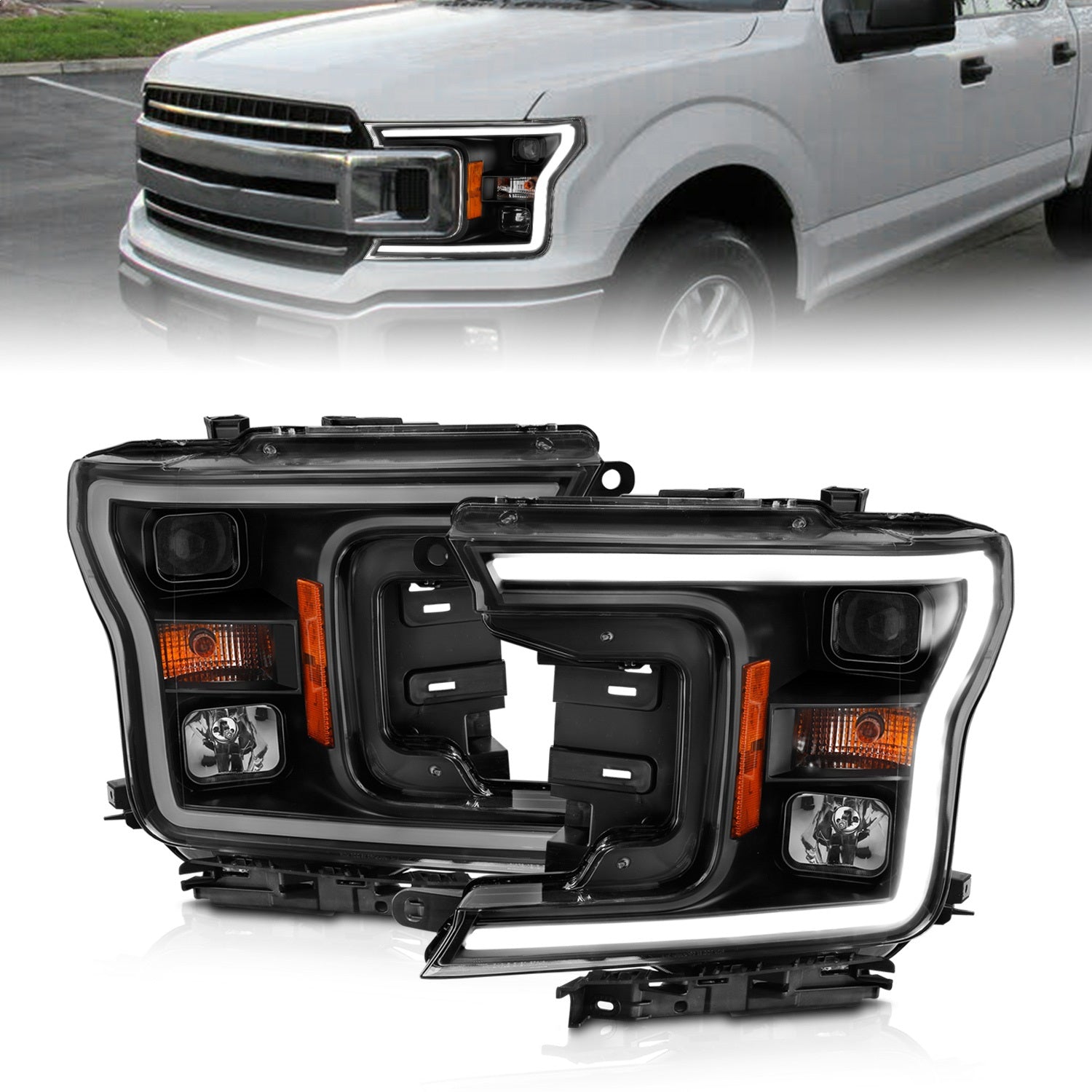 Anzo USA 111467 Projector Headlight Set w/Halo Fits 18-20 F-150