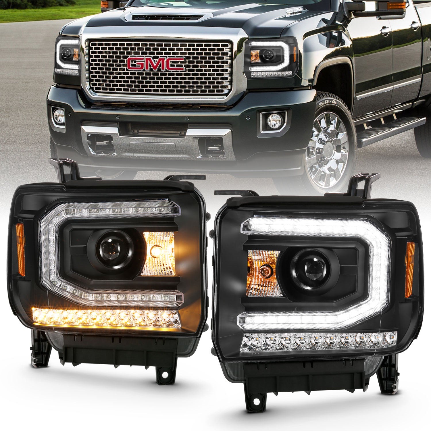 Anzo USA 111485 Projector Headlight Set Fits 16-19 Sierra 1500