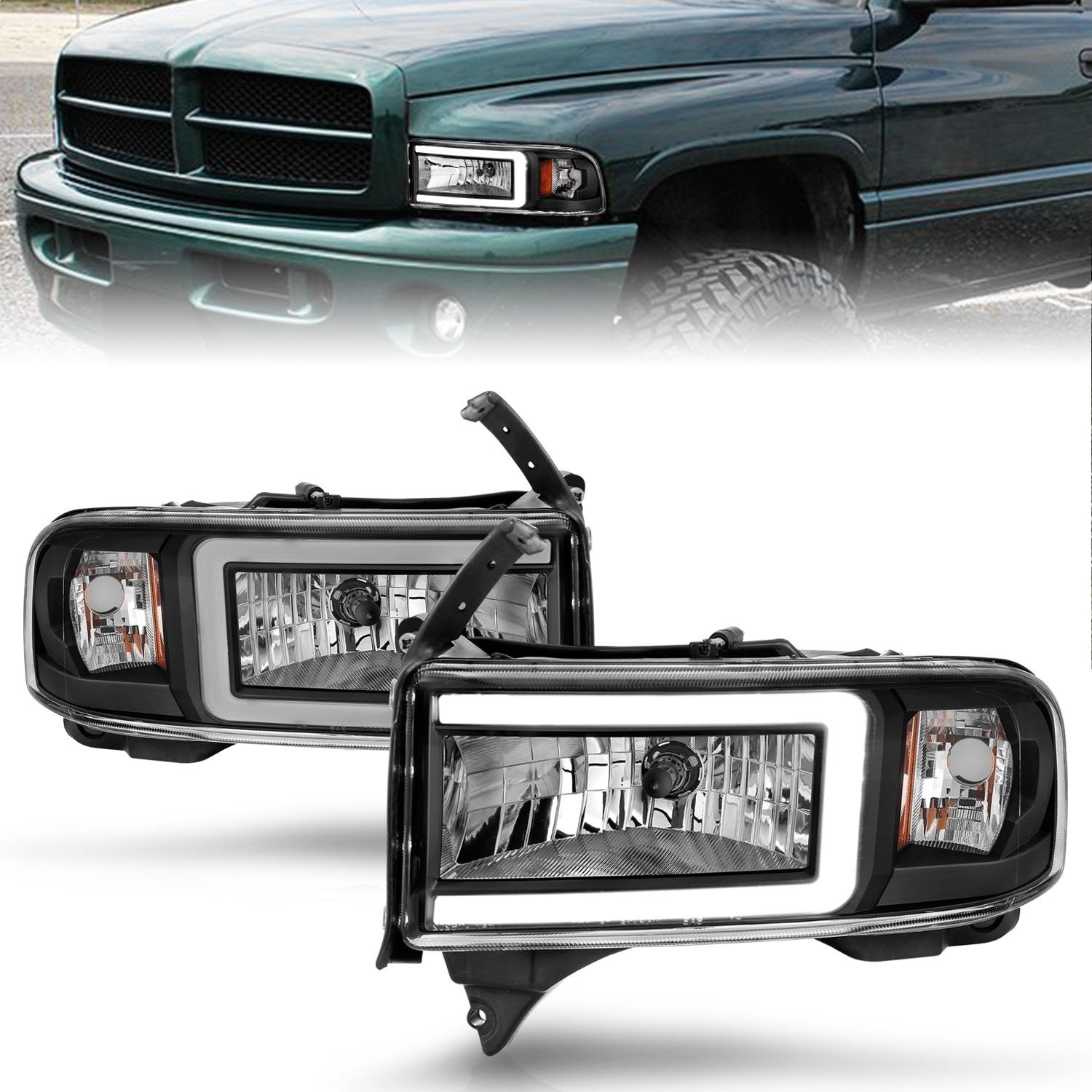 Anzo USA 111554 LED Crystal Headlight Set Fits 94-02 Ram 2500 Ram 3500