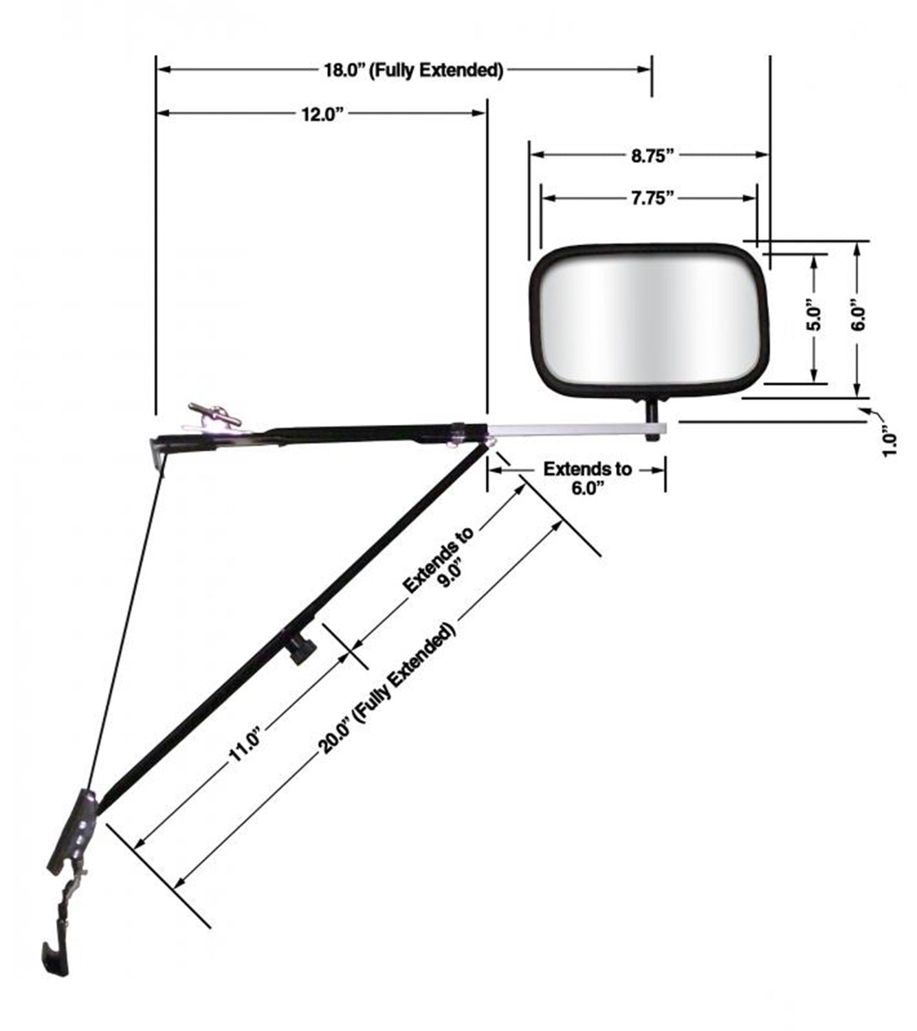 CIPA Mirrors 11650 Deluxe Door Mount Mirror