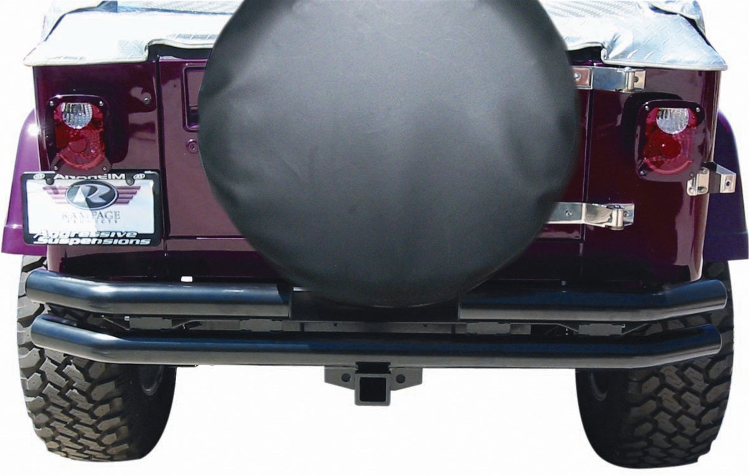 Rampage 7648 Rear Double Tube Bumper Fits CJ5 CJ7 Wrangler (TJ) Wrangler (YJ)
