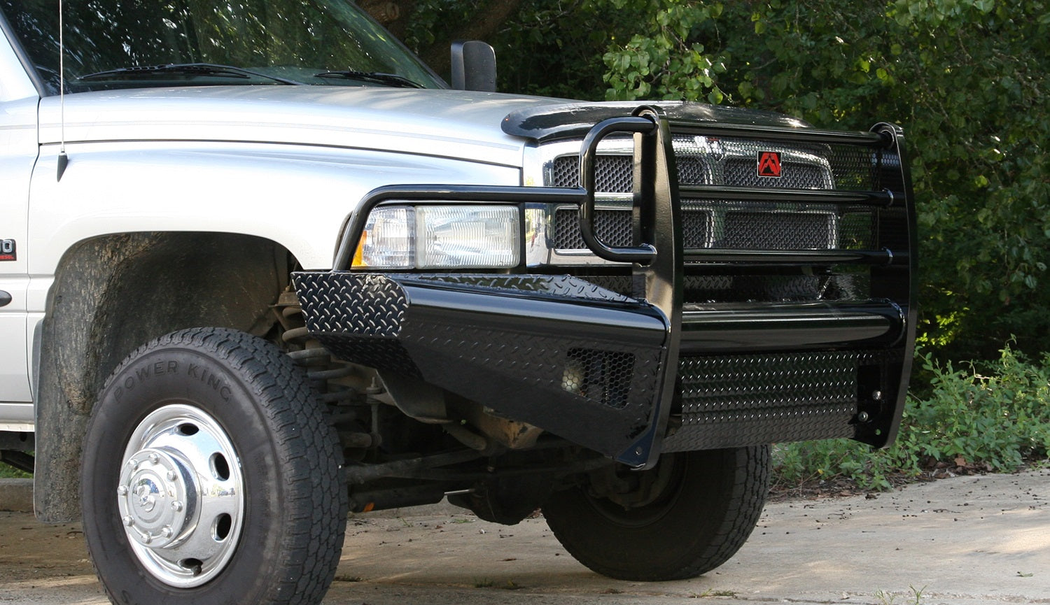 Fab Fours DR94-S1560-1 Black Steel Front Ranch Bumper Fits 94-02 Ram 2500