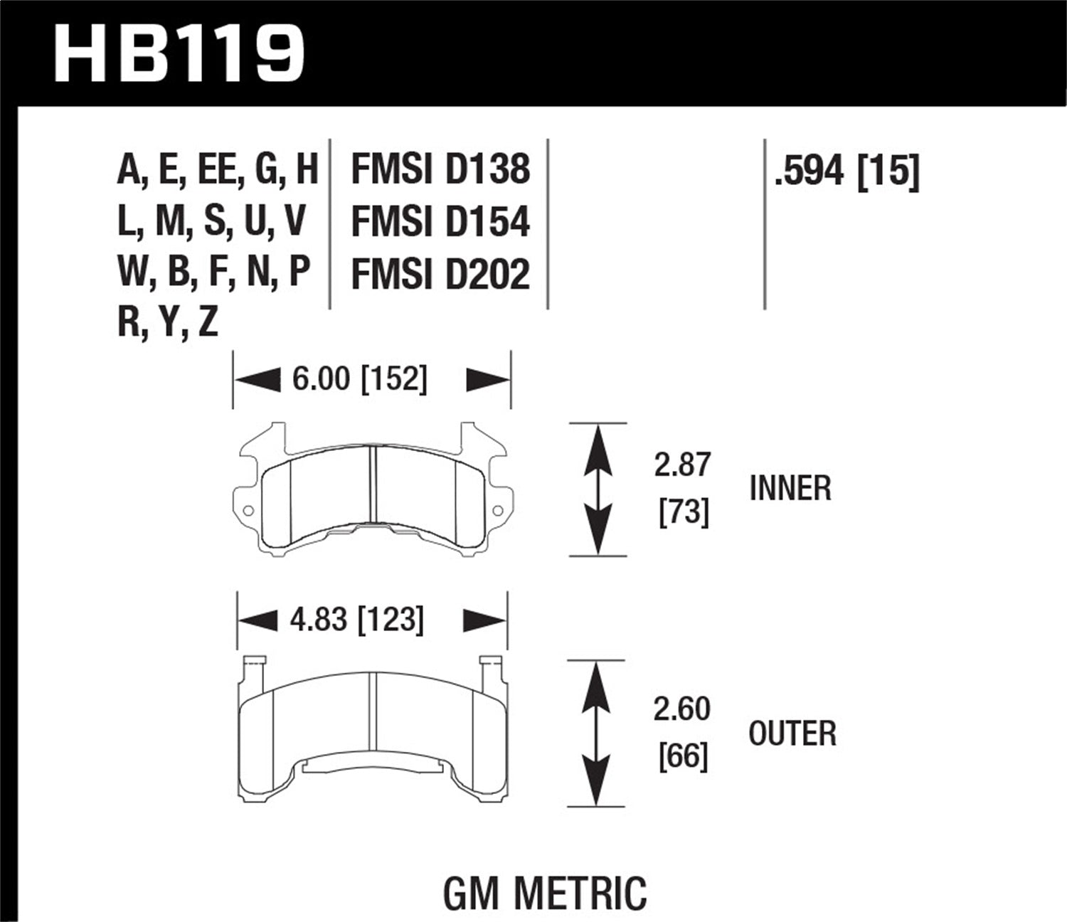 Hawk Performance HB119M.594 Black Disc Brake Pad