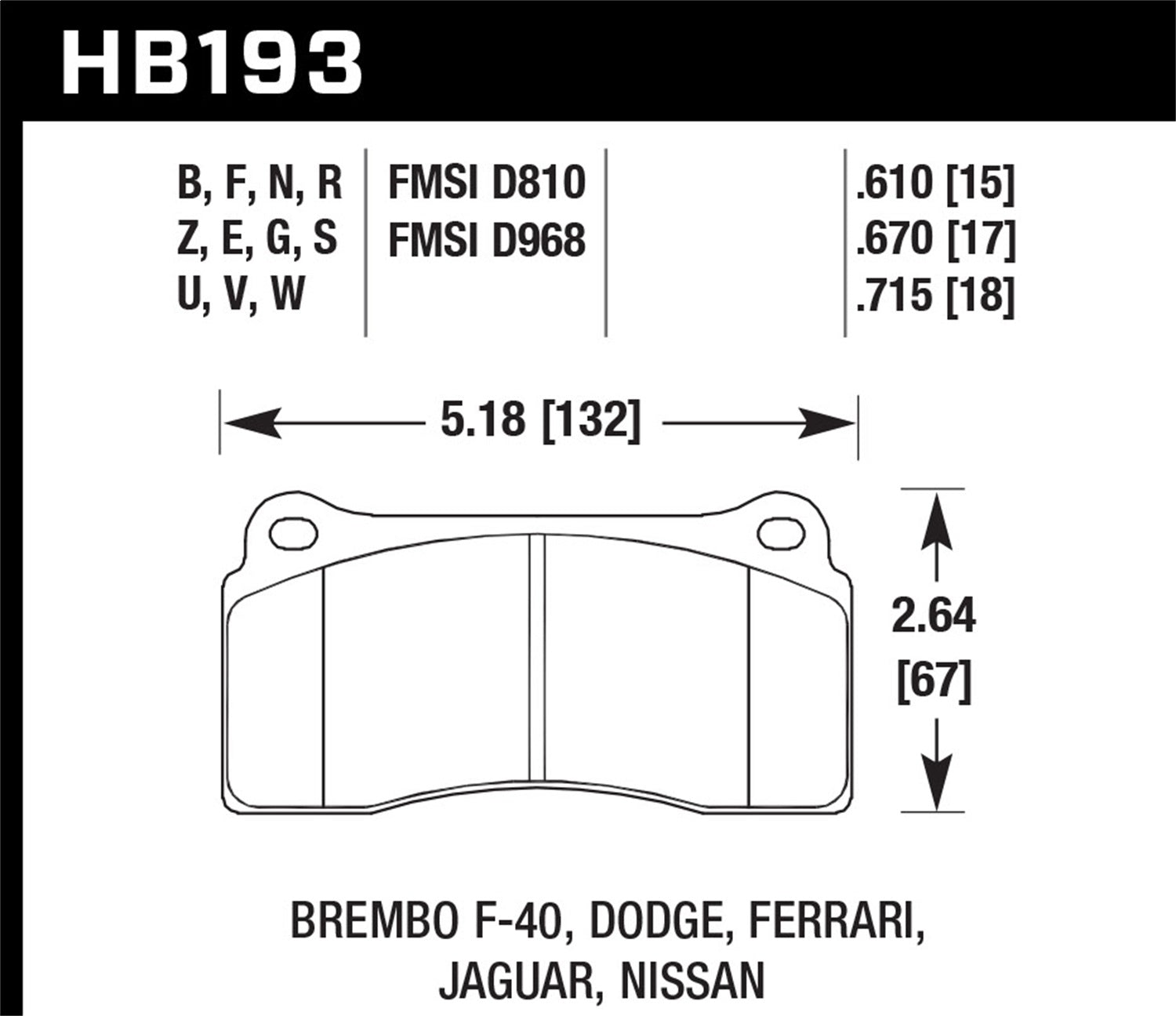 Hawk Performance HB193F.670 HPS Disc Brake Pad